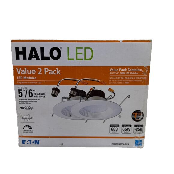 Halo Lighting LT560WH6930R 5-in or 6-in 600 lumens Recessed LED Baffle-Lot of 4 - Picture 1 of 12